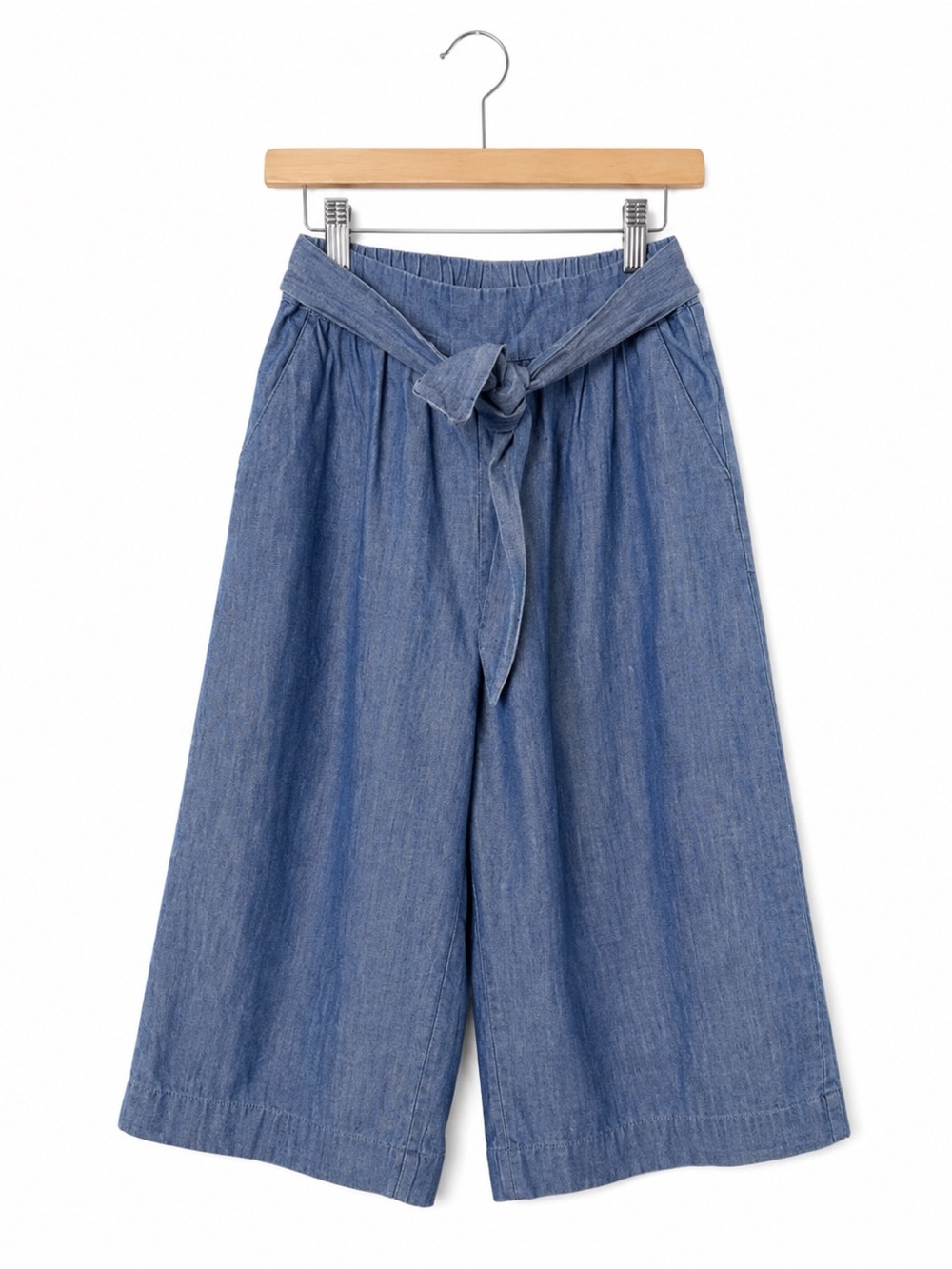 Tucker + Tate Girls Chambray Wide Leg Pants Size 6 Tie Waist Pull-On Blue